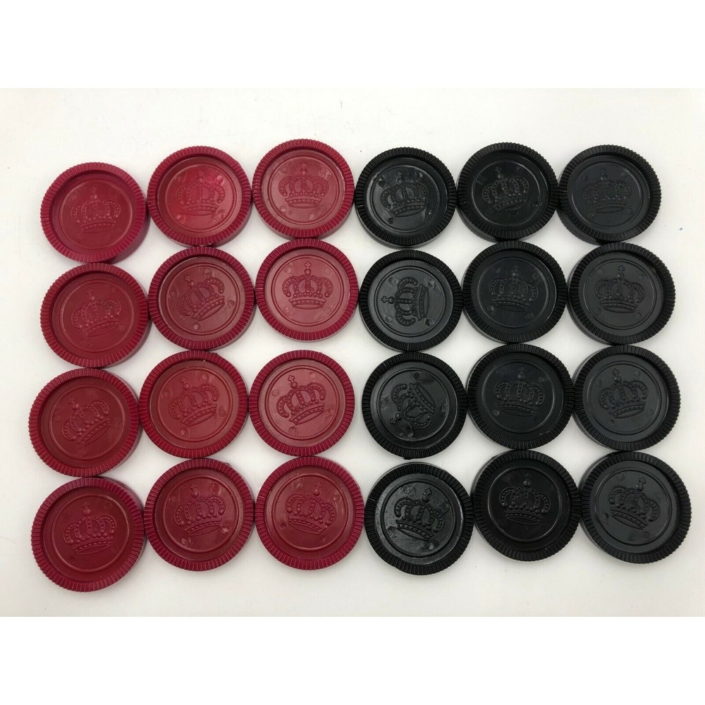 12 Red & 12 Black Large Jumbo 3" Rug Checkers Plastic Game Replacement 24 Pieces